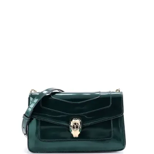 Serpenti Forever Shoulder Bag Metallic Leather Small by Pre-Owned Bvlgari