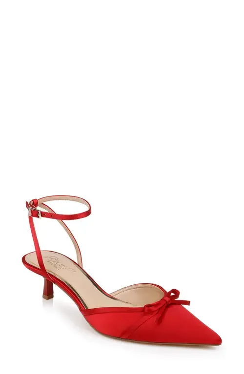 Talasia Ankle Strap Pointed Toe Kitten Heel Pump