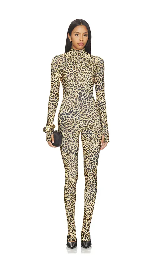 Long Sleeve Slim Fit Turtle Catsuit with Footie by Norma Kamali