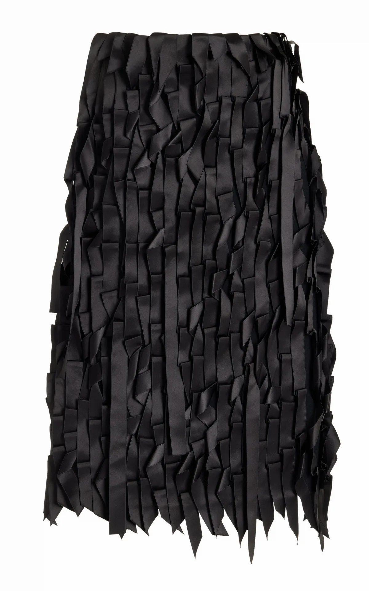 Ribbon-Embroidered Sablé Midi Skirt by Prada