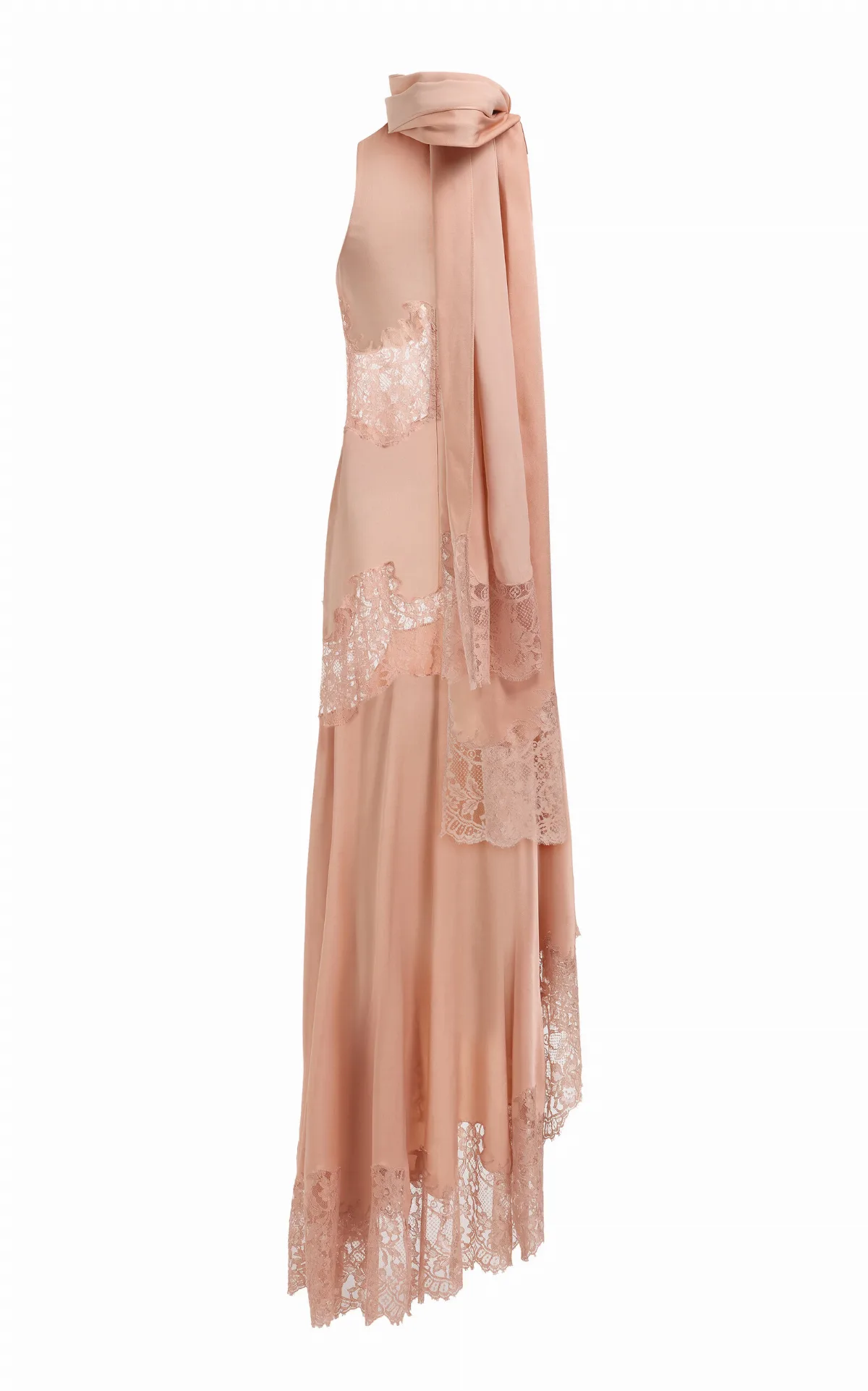 Lace-Detailed Satin Maxi Dress by Elie Saab
