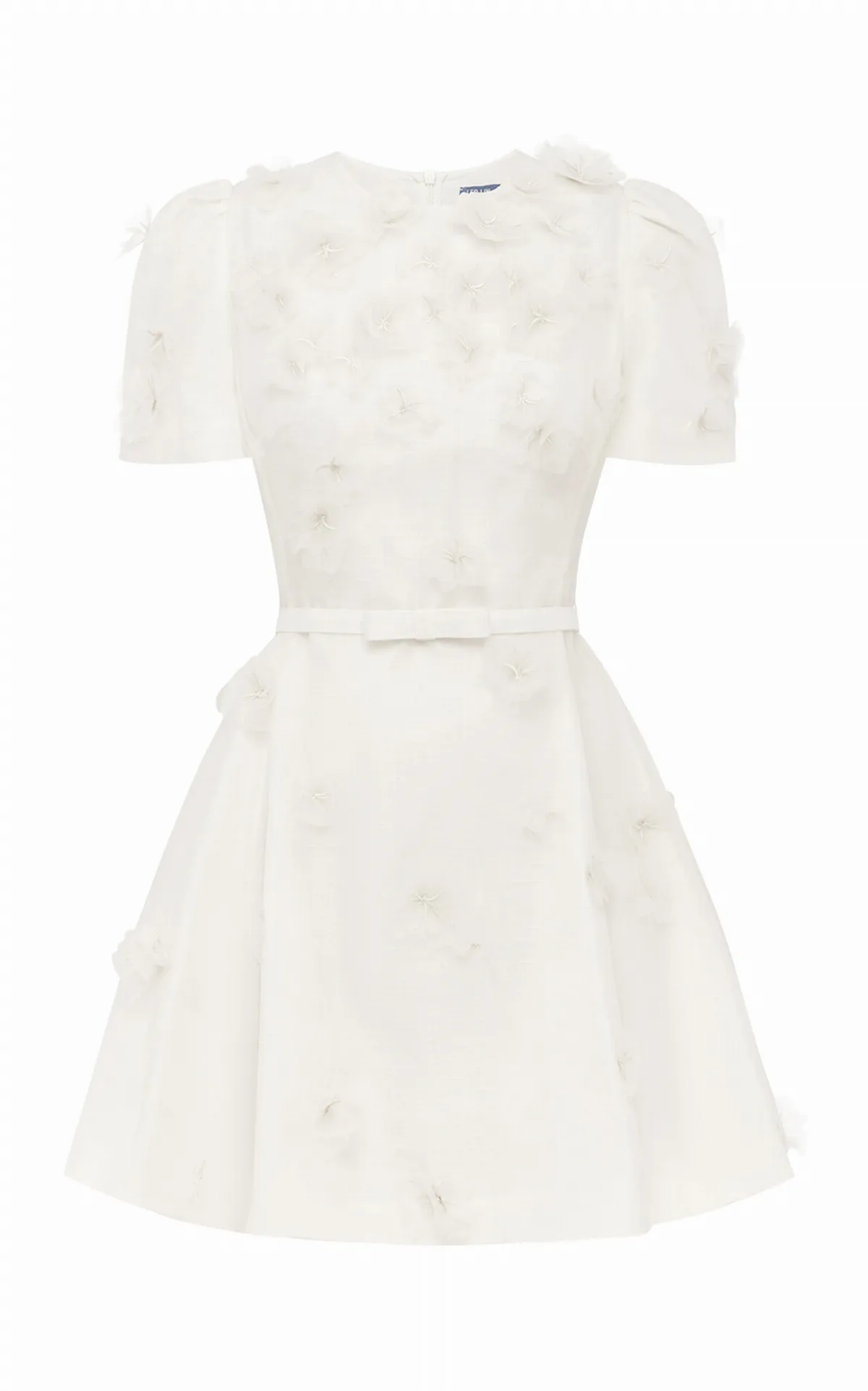 Elyse Petal-Embellished Linen-Silk Mini Dress by Leo Lin
