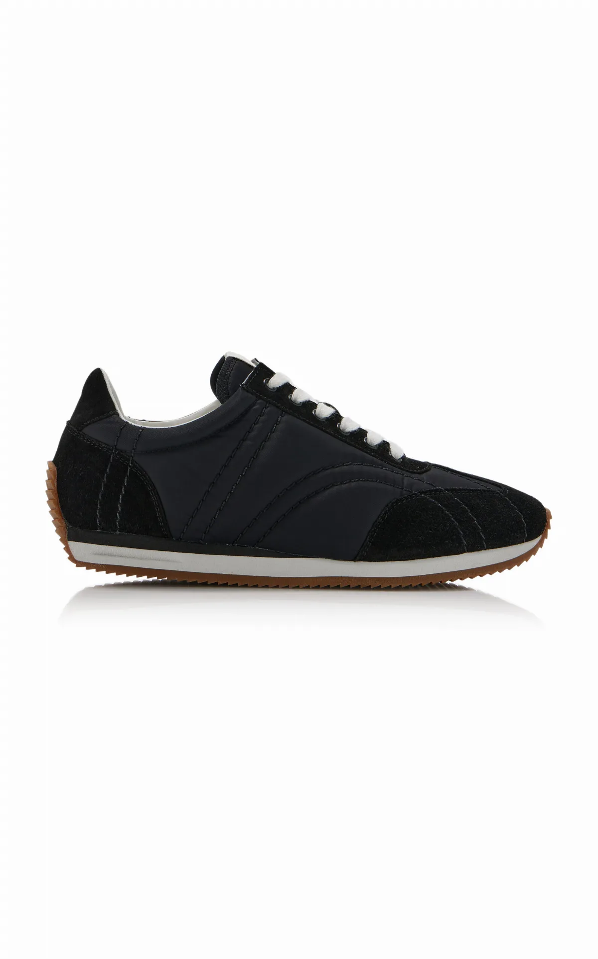 Quilted Suede-Trimmed Sneakers by Toteme