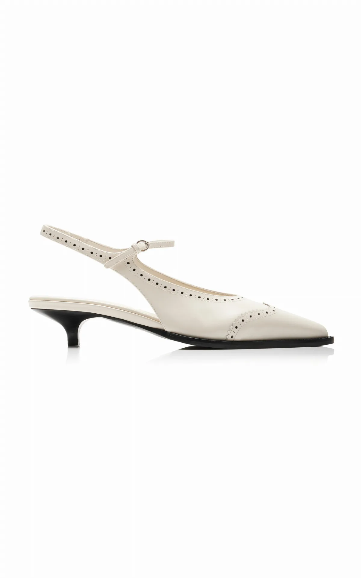Brogue Leather Mary Jane Slingback Pumps