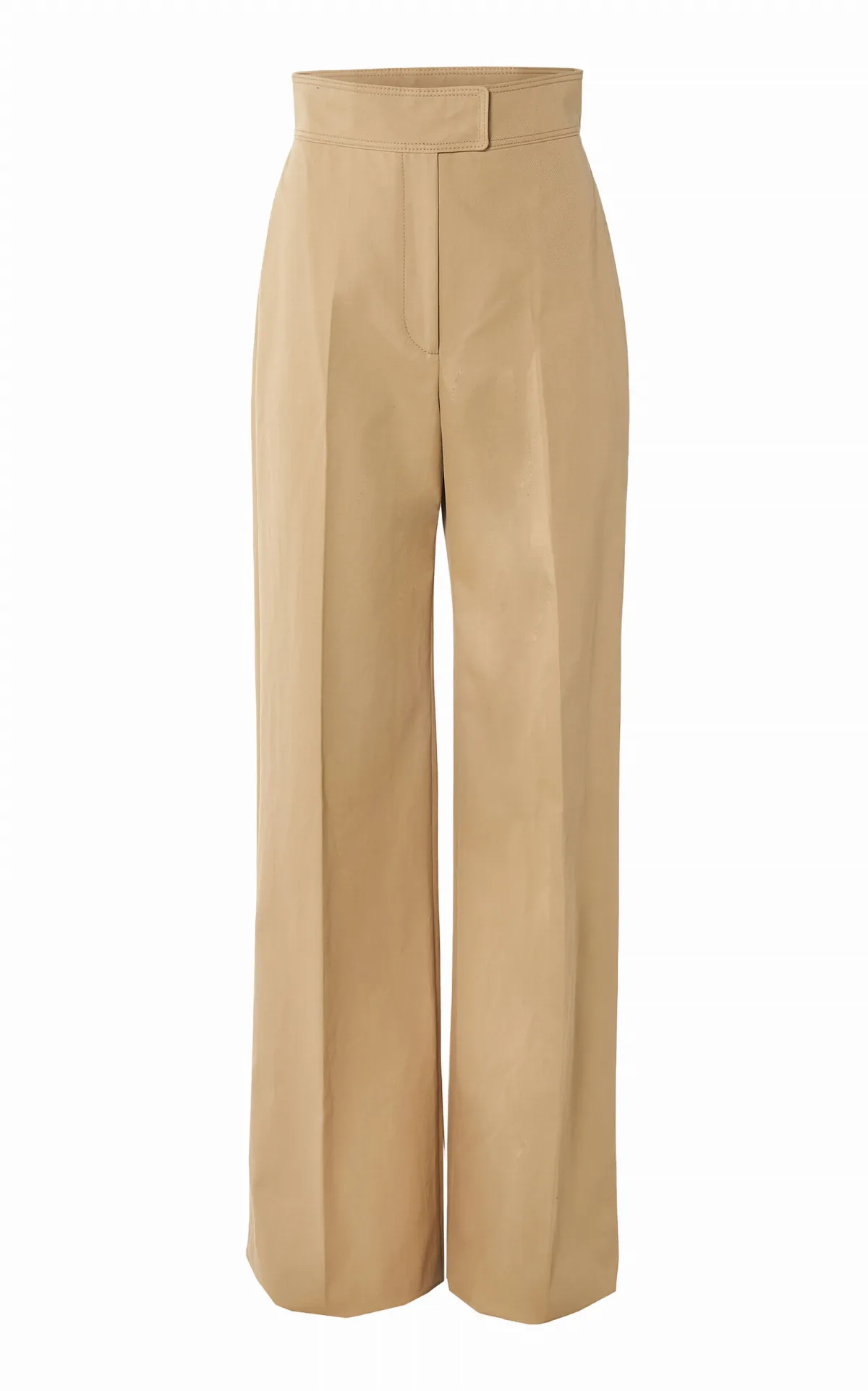 Waistband-Detailed Cotton-Twill Wide-Leg Pants