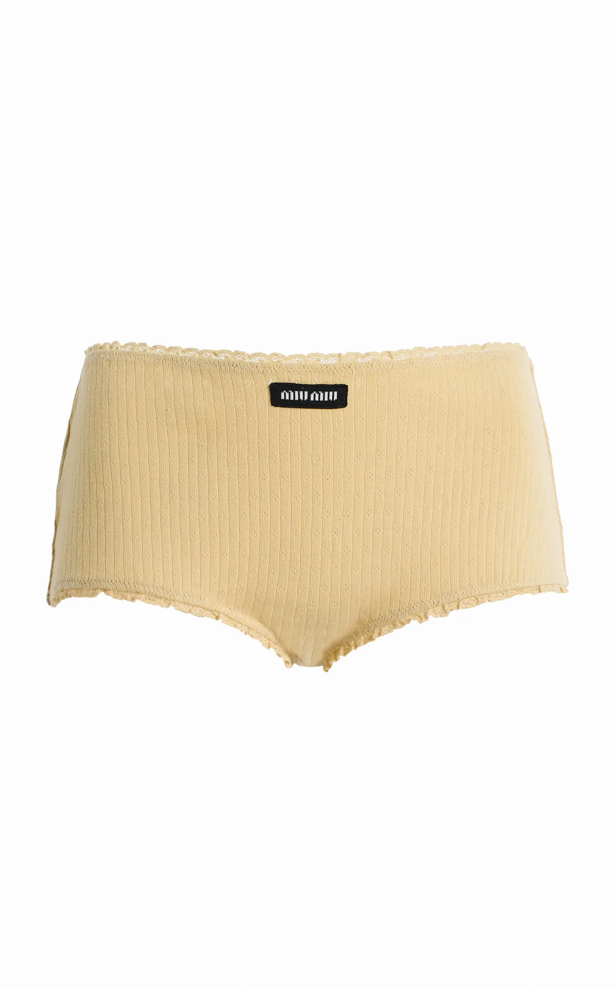 Pointelle-Knit Cotton Briefs by Miu Miu