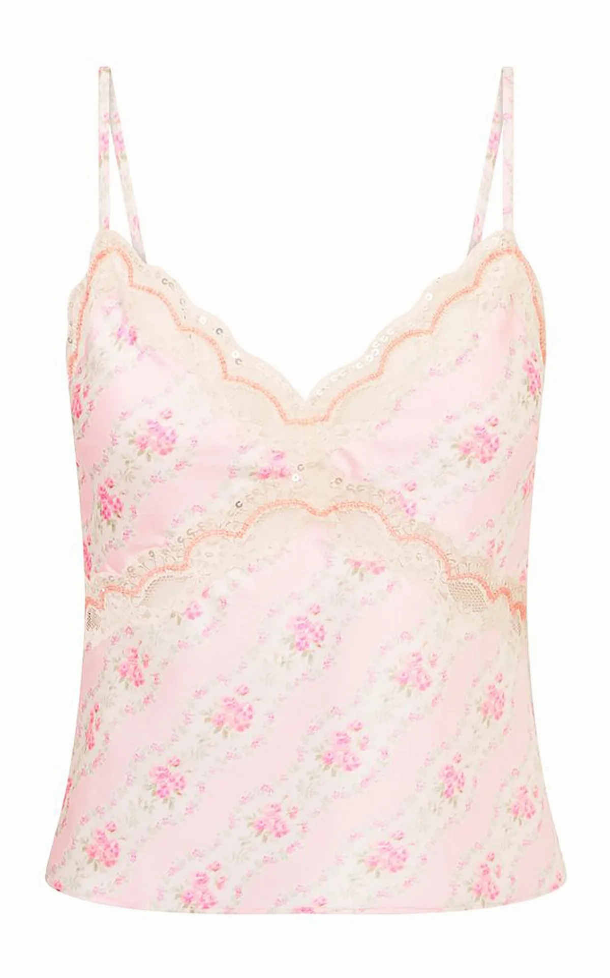 Lamora Floral Satin Top by LoveShackFancy