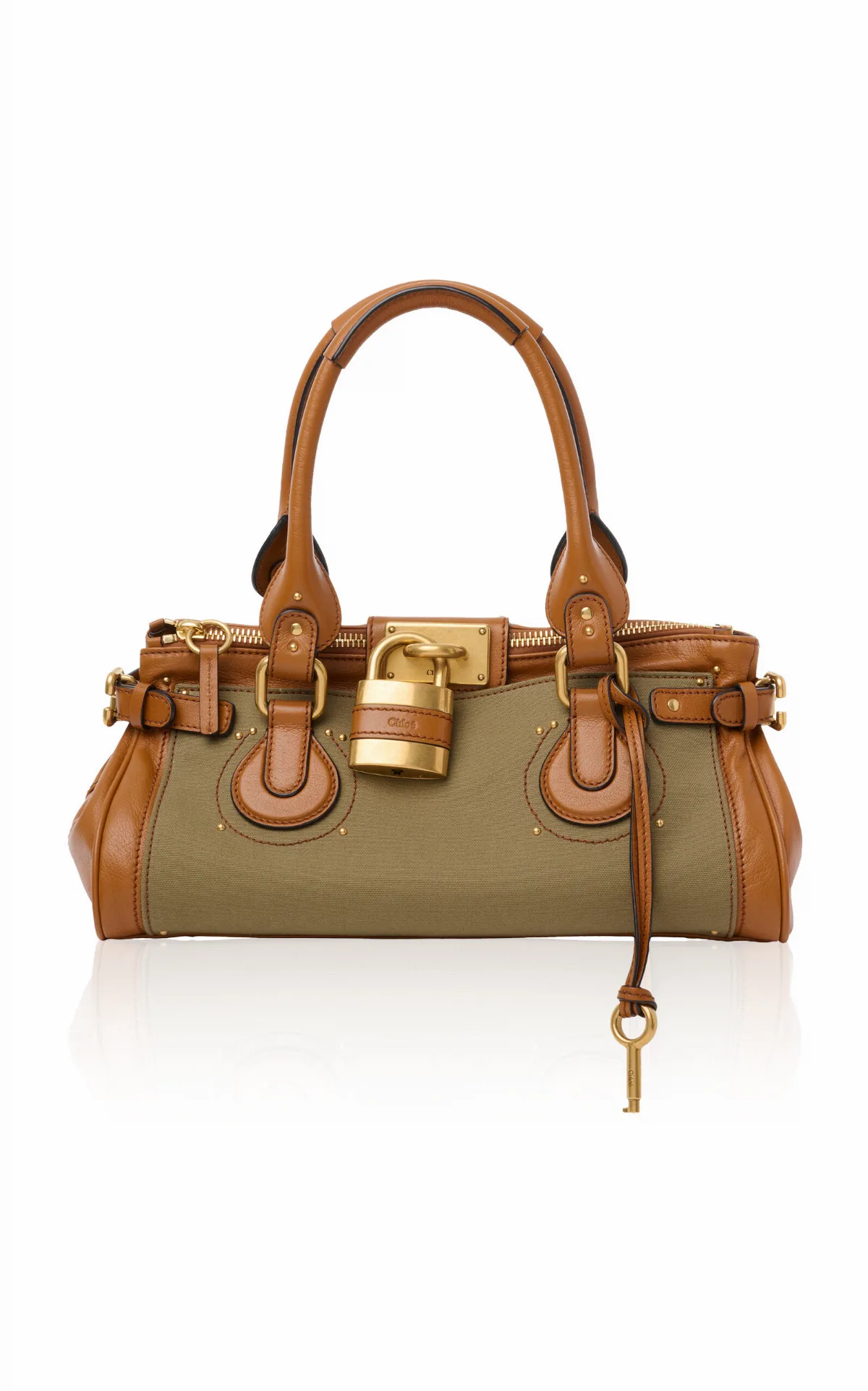 Paddington Leather-Trimmed Canvas Shoulder Bag by Chloé