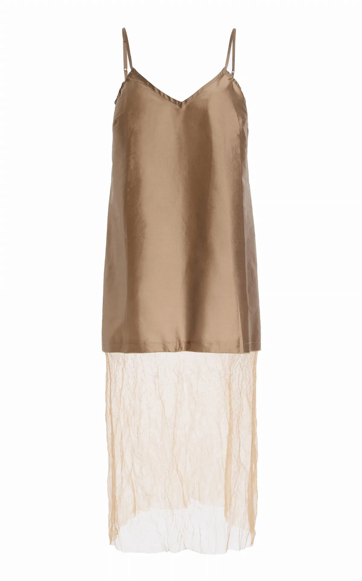 La Isla Taffeta and Mesh Slip Dress by Chan Luu