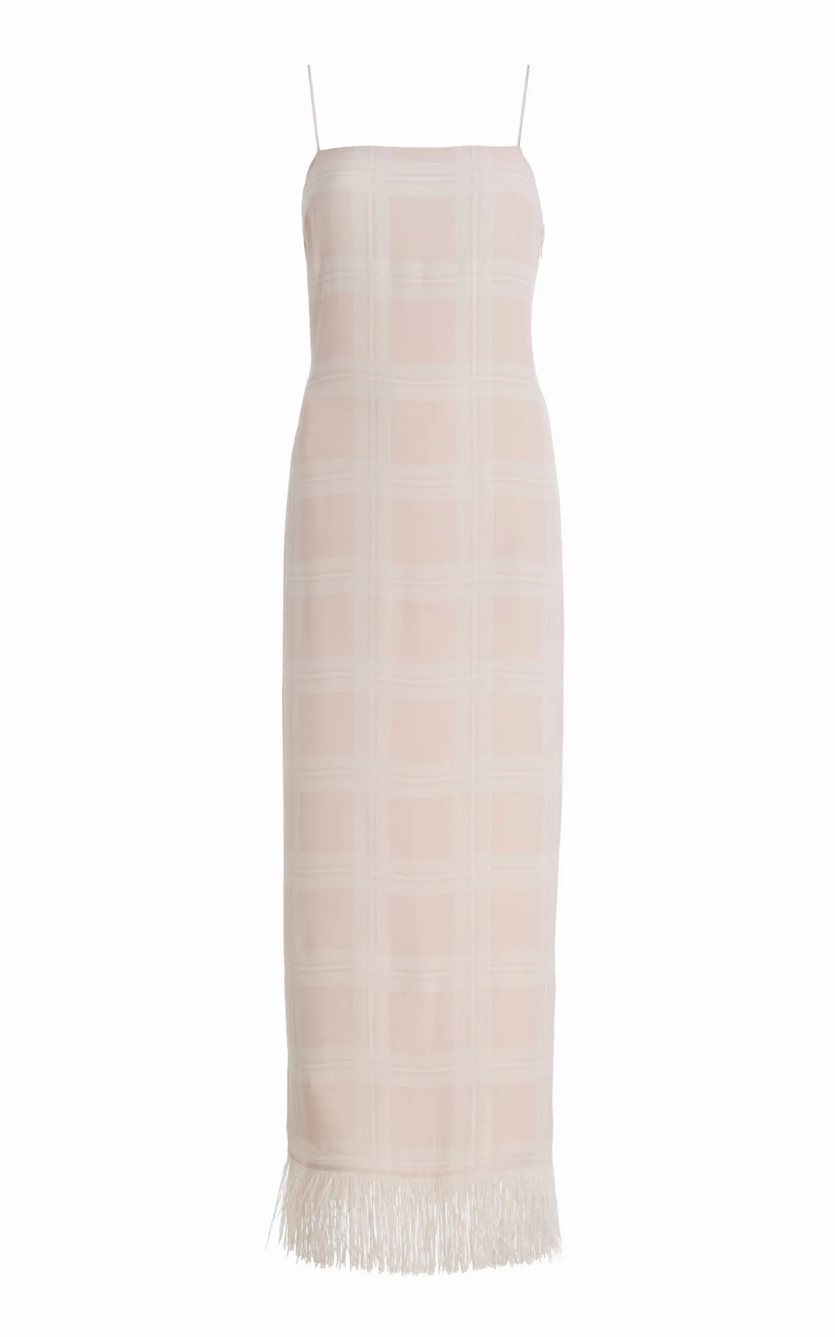 La Isla Lola Fringed Plaid Crepe Midi Dress