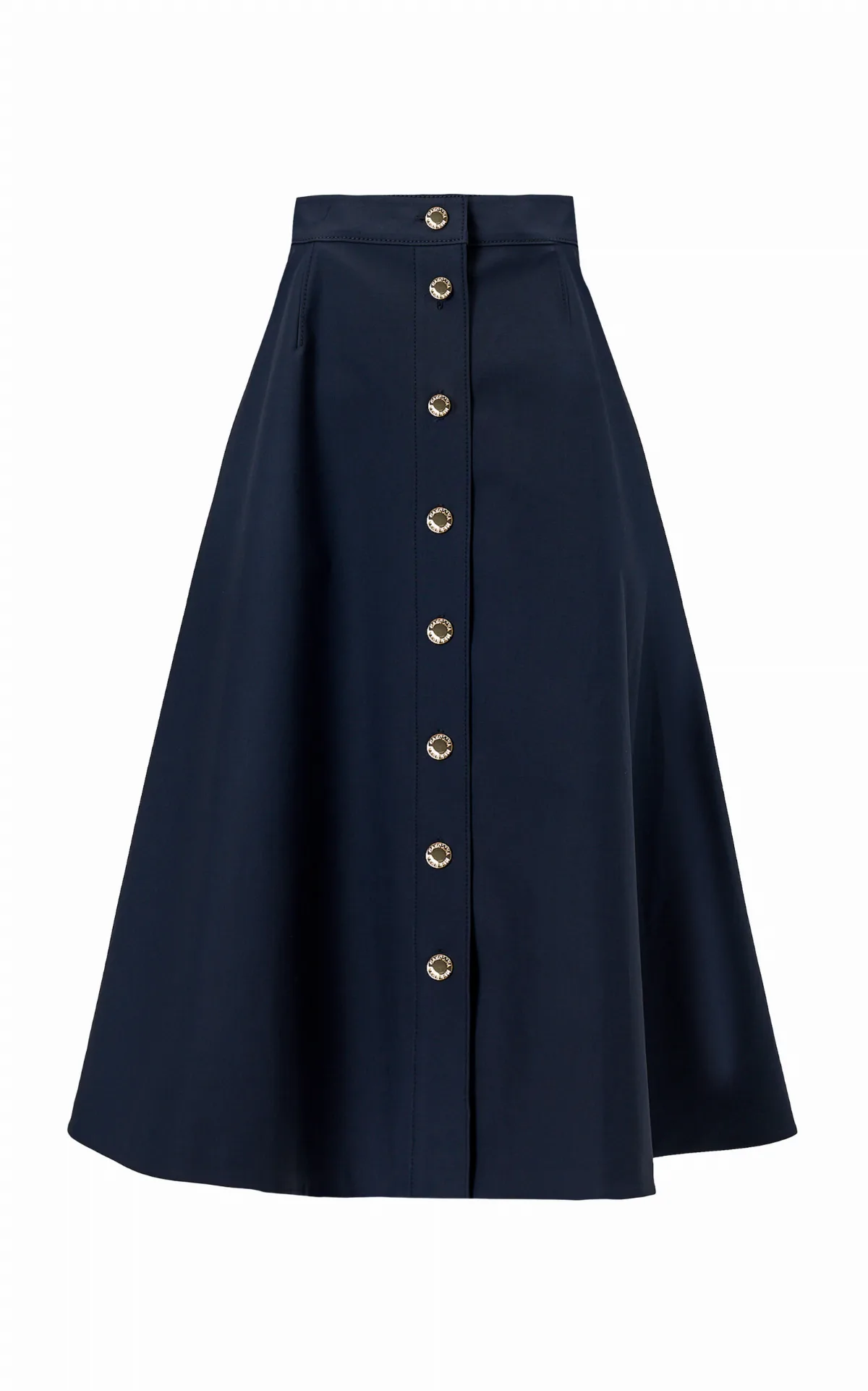 Button-Front Cotton Sateen Midi Skirt by Carolina Herrera