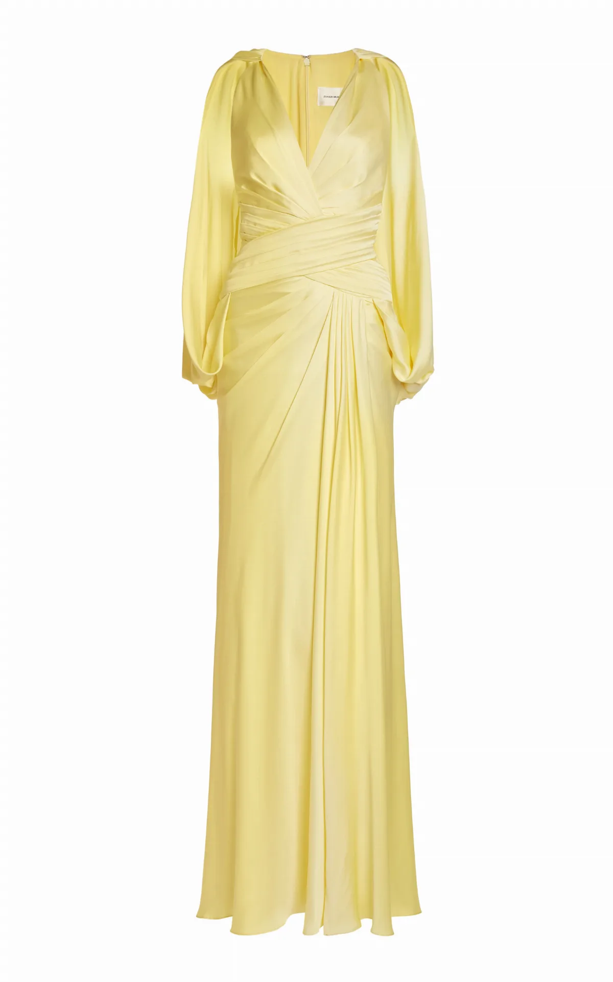 Satin Draped Maxi Cape Dress by Zuhair Murad