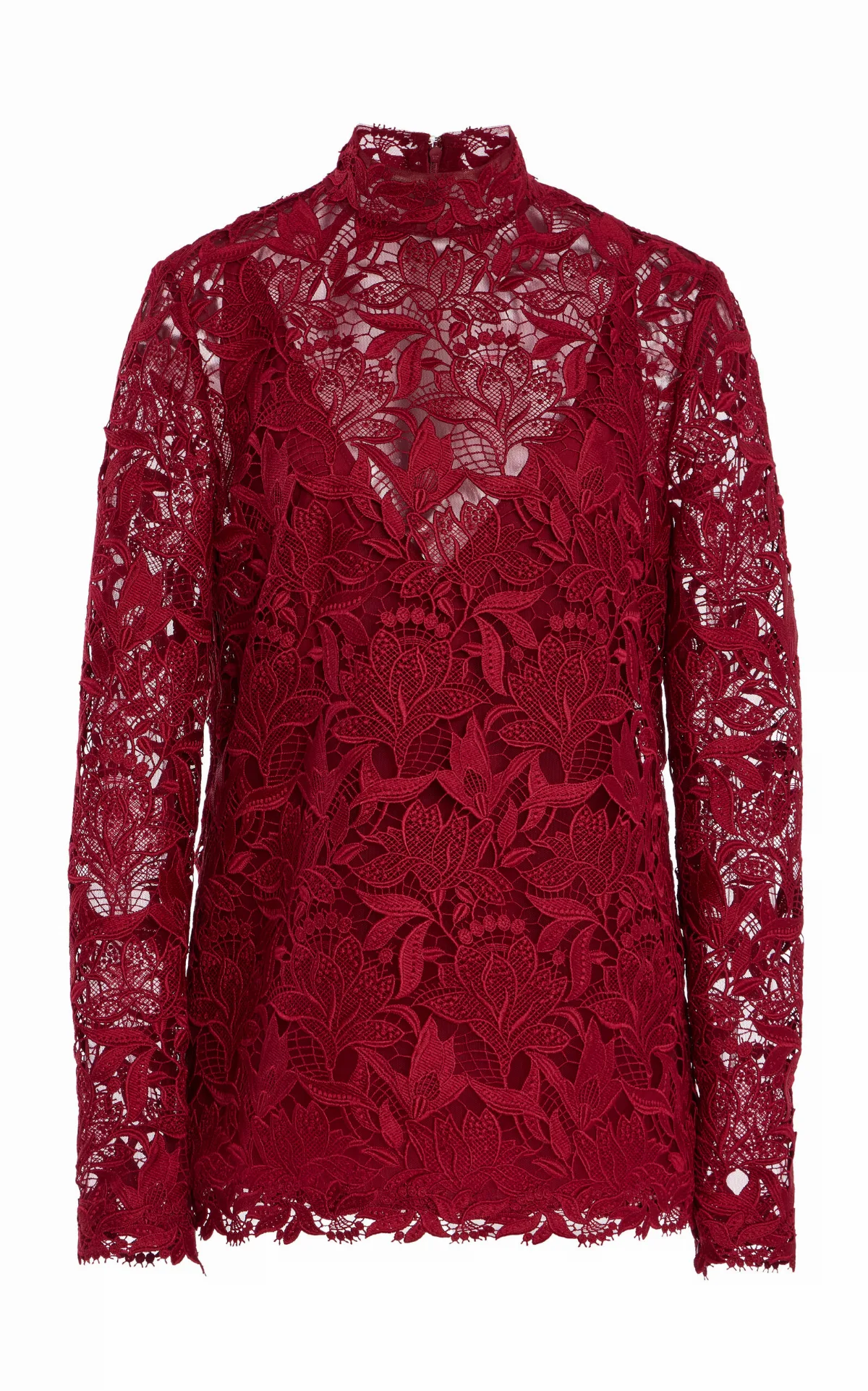 Lace Mock Neck Top by Carolina Herrera