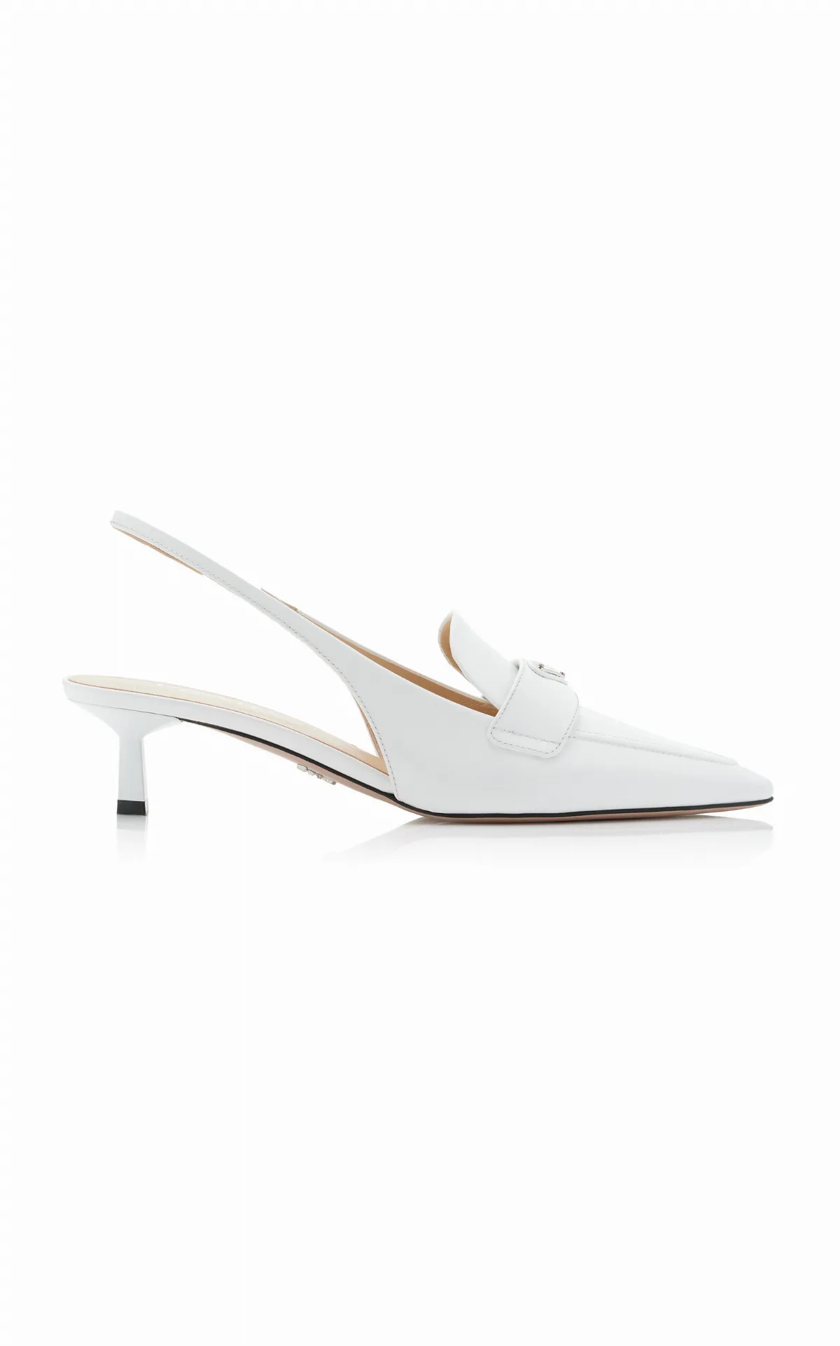 Leather Slingback Loafer Pumps by Prada