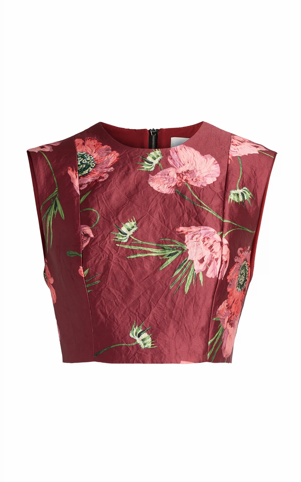 Floral Textured Satin Cropped Top by Erdem