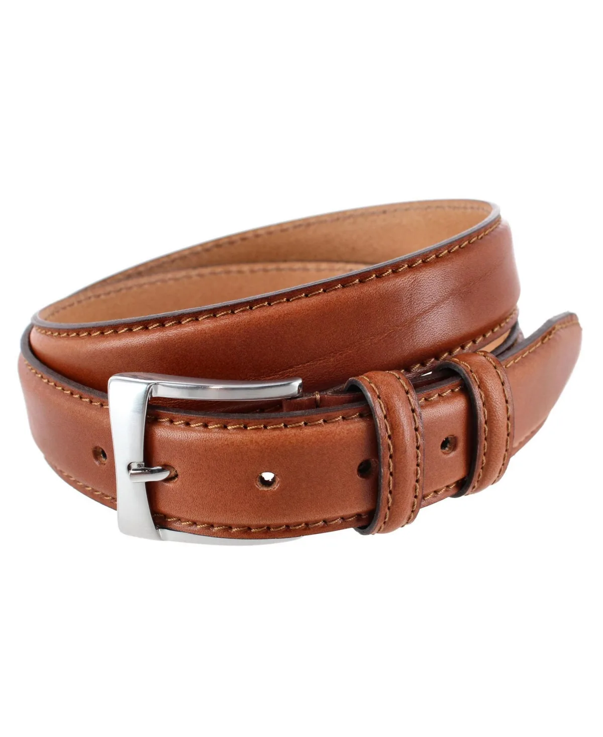 Vincenzo Italian Leather Contrast-Stitch 35mm Belt