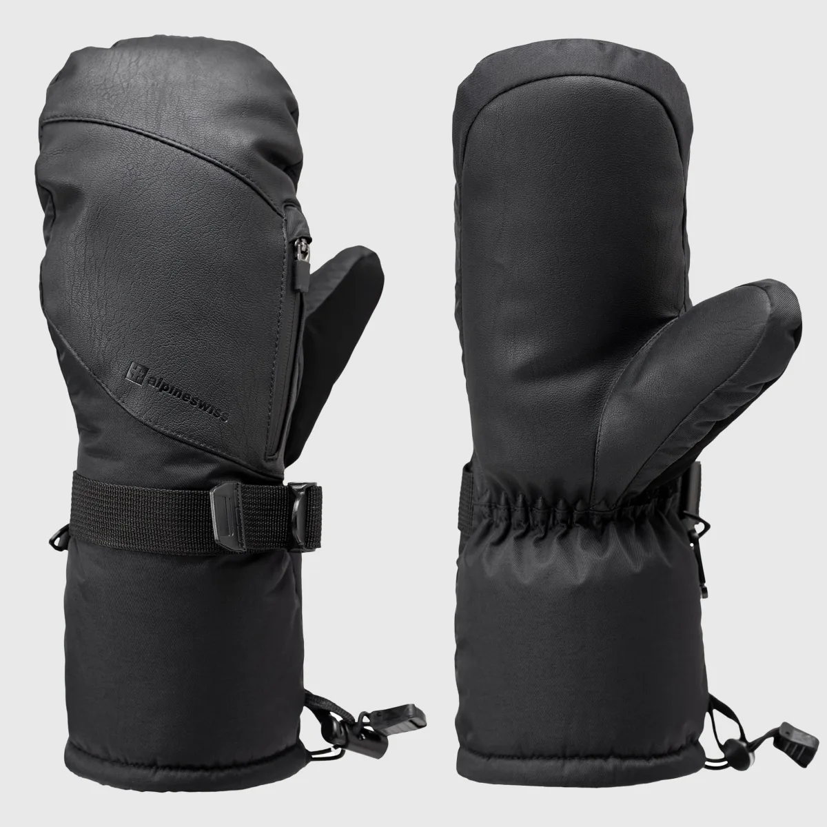 Waterproof Snow Gloves Zipper Pockets Winter Sport Mittens by Alpine Swiss