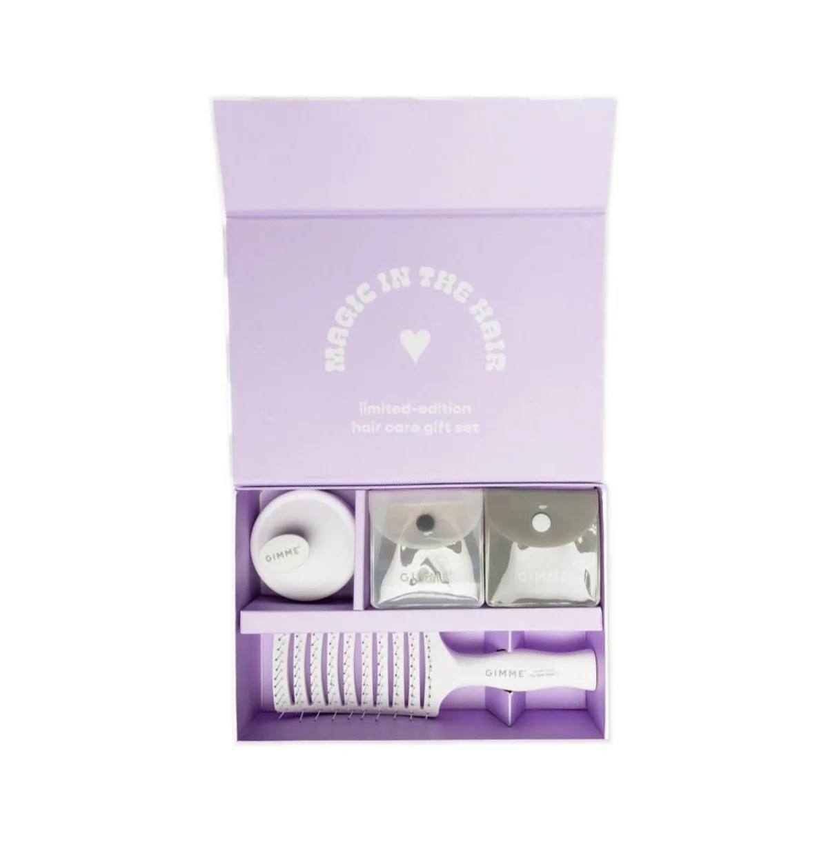 Magic Is in the Hair Gift Box for All Hair Types Includes Everyday Bands, Detangling Brush and Massage Brush by Gimme Beauty
