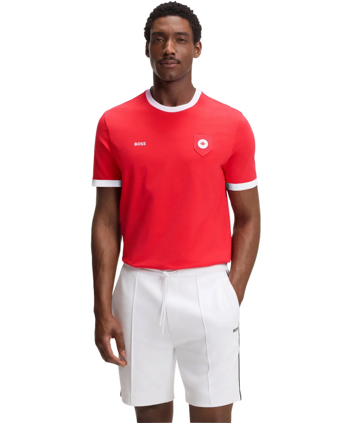 Stretch-Cotton Canada Country Flag Logo T-Shirt by Hugo Boss