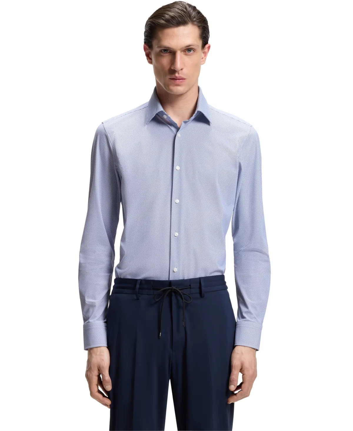 Printed Performance-Stretch Fabric Slim-Fit Dress Shirt by Hugo Boss