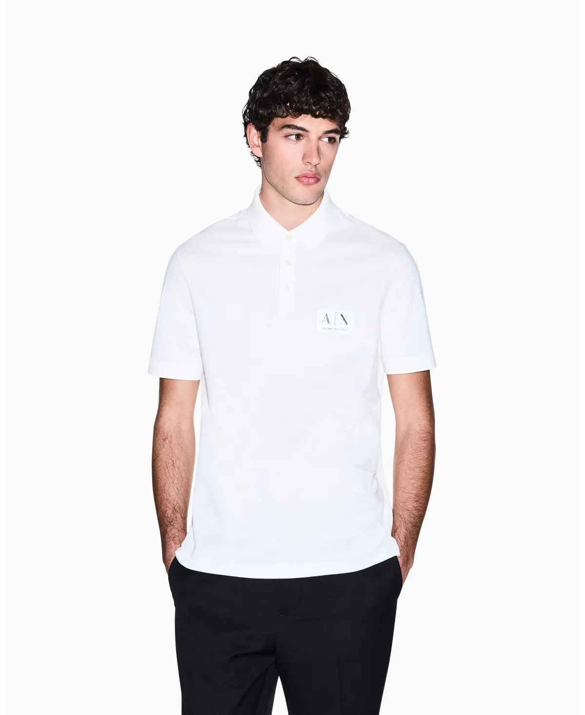 Black and Gold Pique Polo Shirt by A|x Armani Exchange