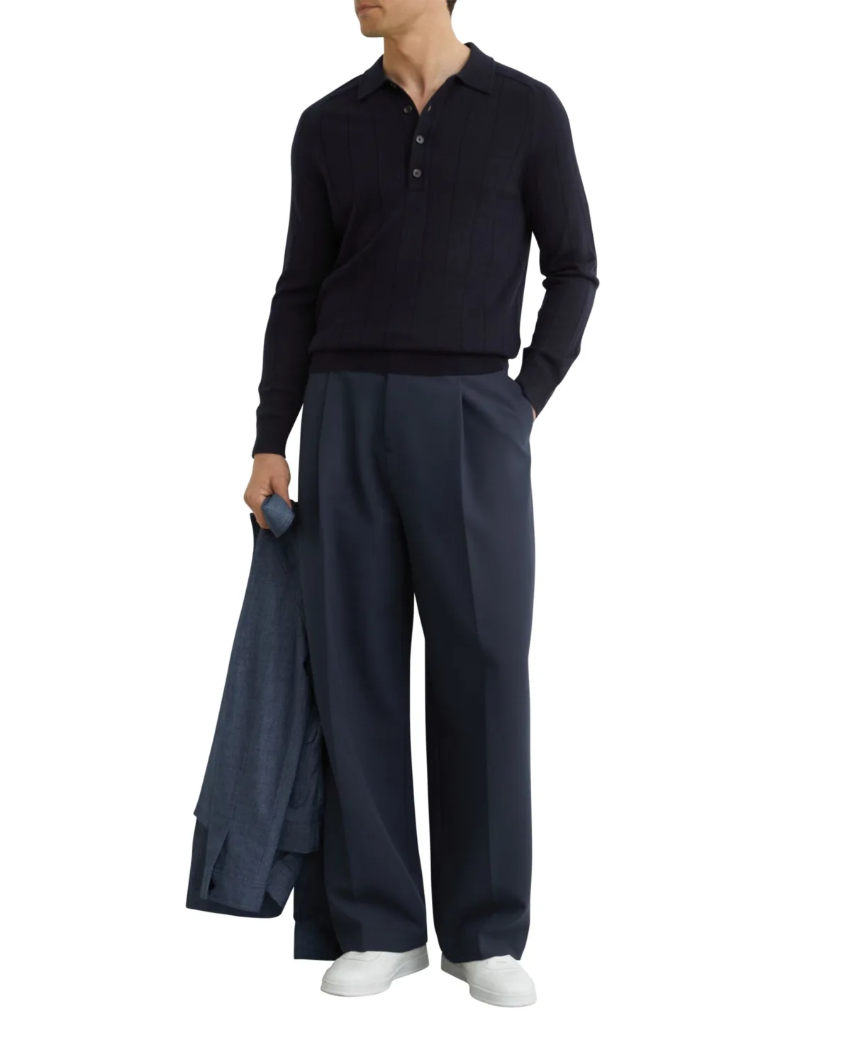 Greyson Merino Wool Wide-Rib Polo Shirt by Reiss