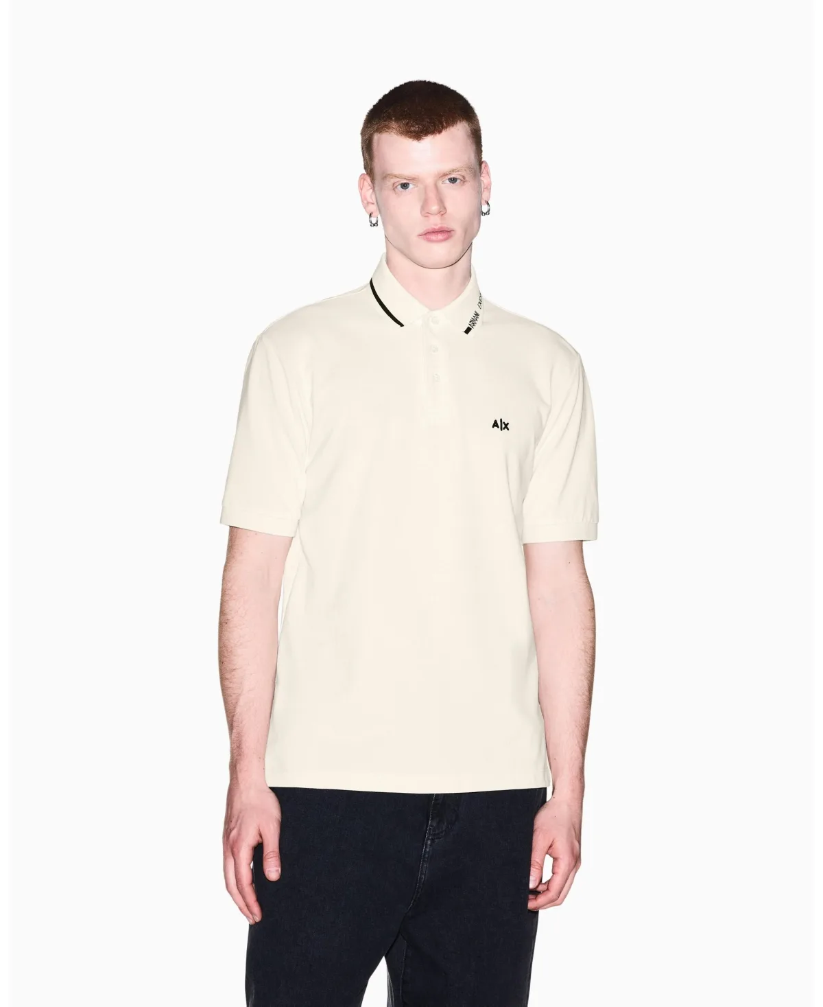 Pique Tipping Wording Polo Shirt by A|x Armani Exchange