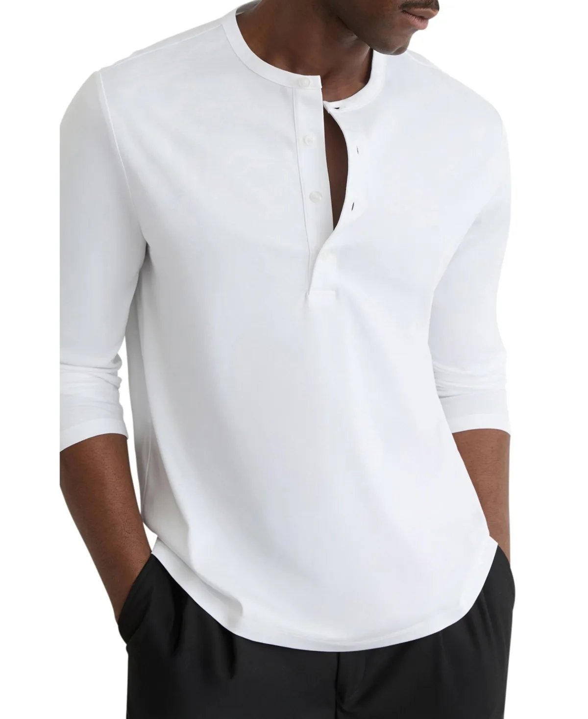Airwater-Cotton Jersey Henley T-Shirt by Reiss