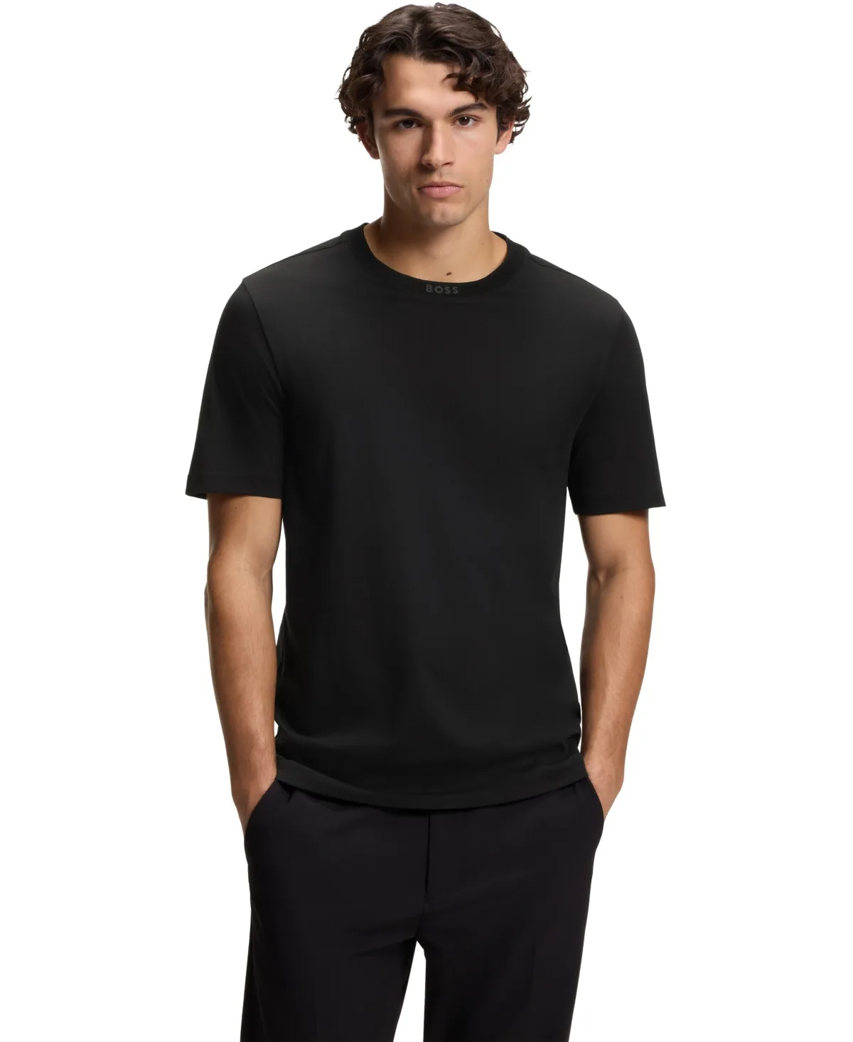 Boss by Hugo Boss Contrast Stripe Cotton T-Shirt by Hugo Boss