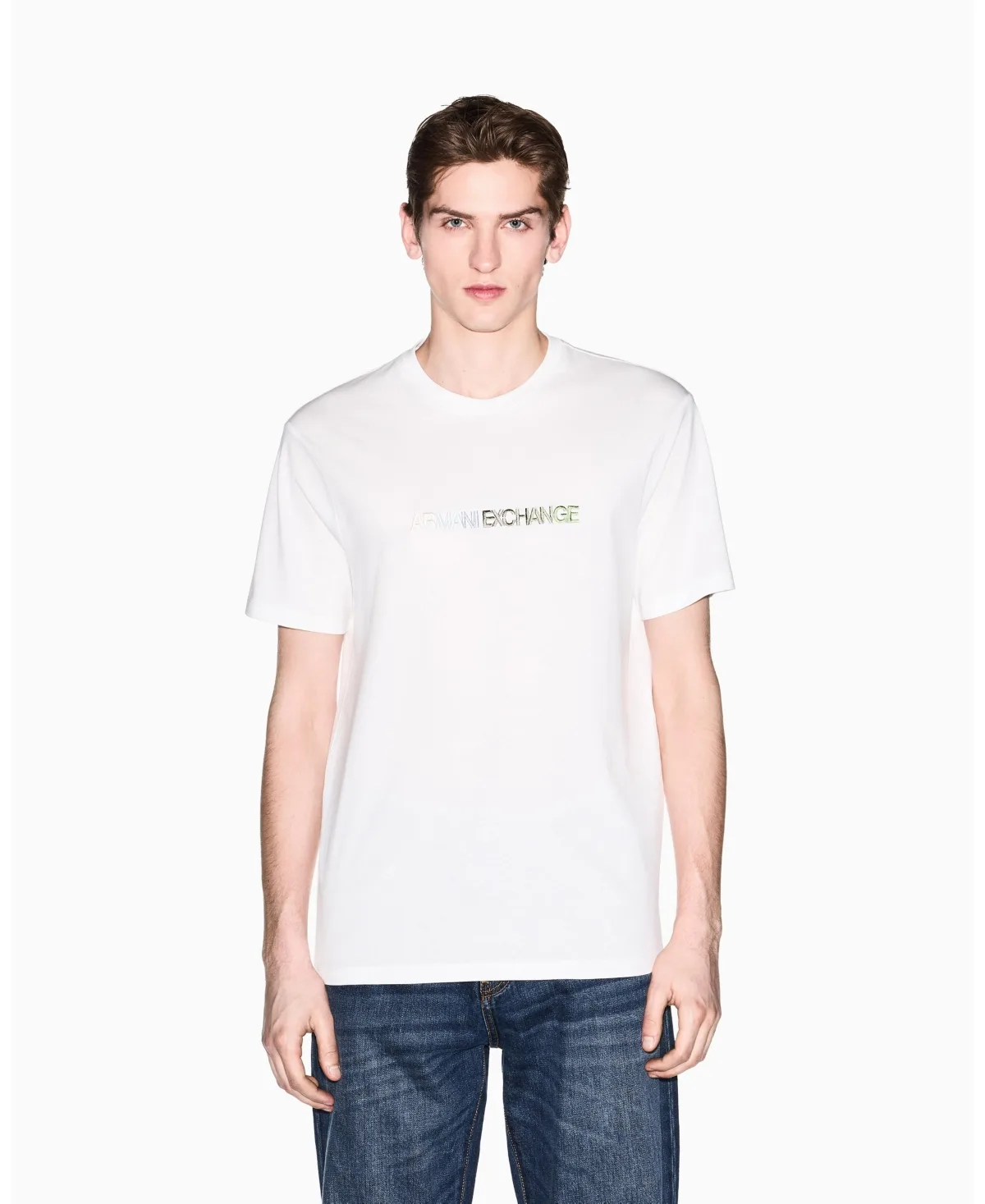 Short Sleeve Rainbow Logo T-Shirt by A|x Armani Exchange