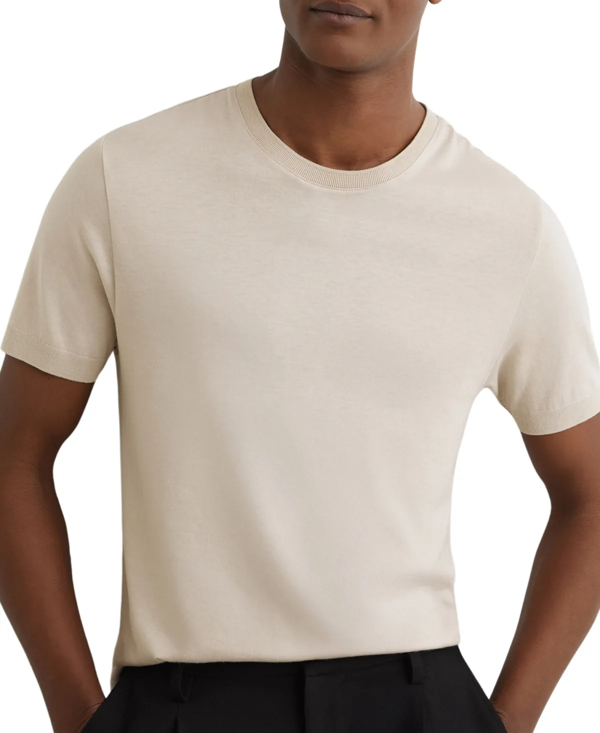 Chad Cotton-Modal Crew-Neck Modern-Fit T-Shirt - Stone by Reiss