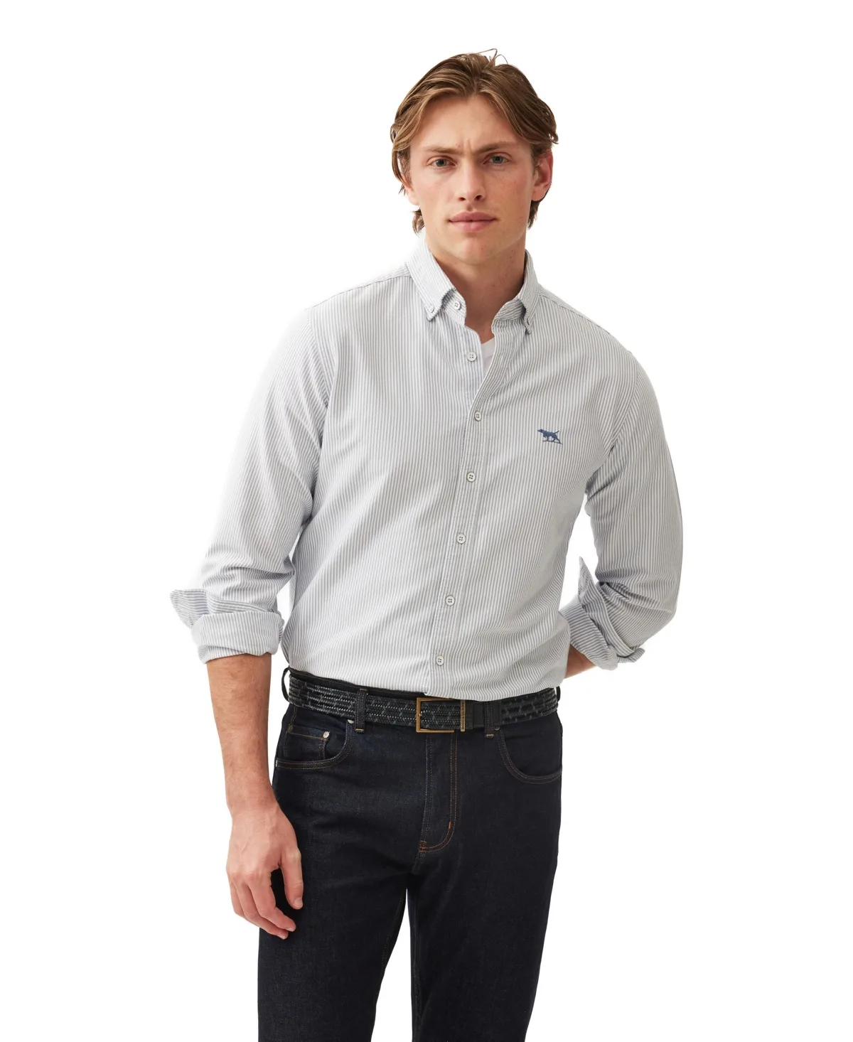 Gunn Oxford Stripe Long Sleeve Sports Fit Shirt by Rodd & Gunn