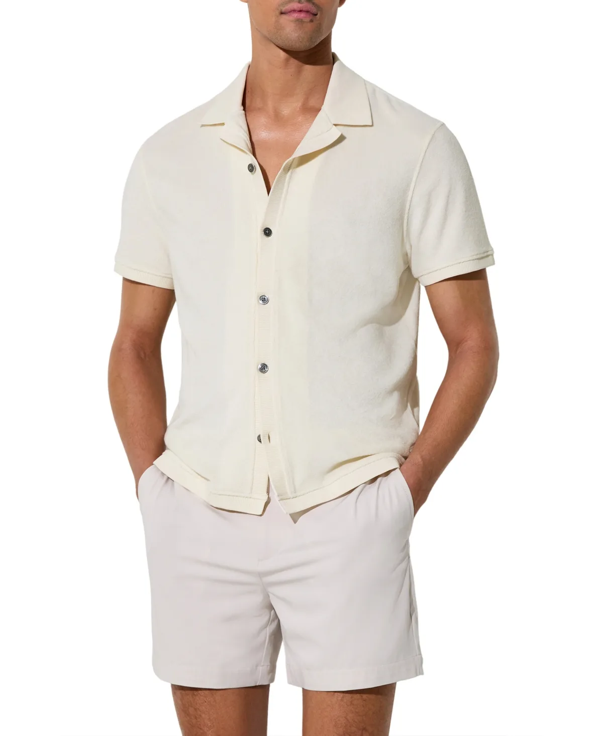 Eden Towelling Short-Sleeve Shirt by Reiss