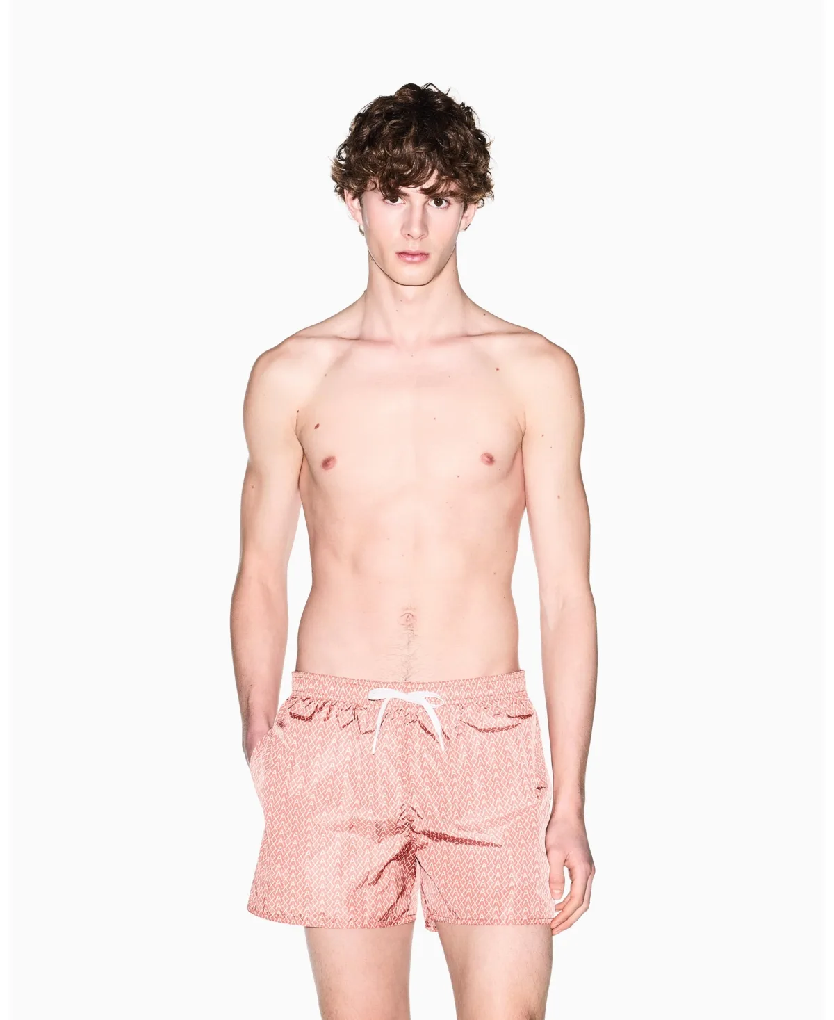 Allover Logo Print Swim Trunk by A|x Armani Exchange