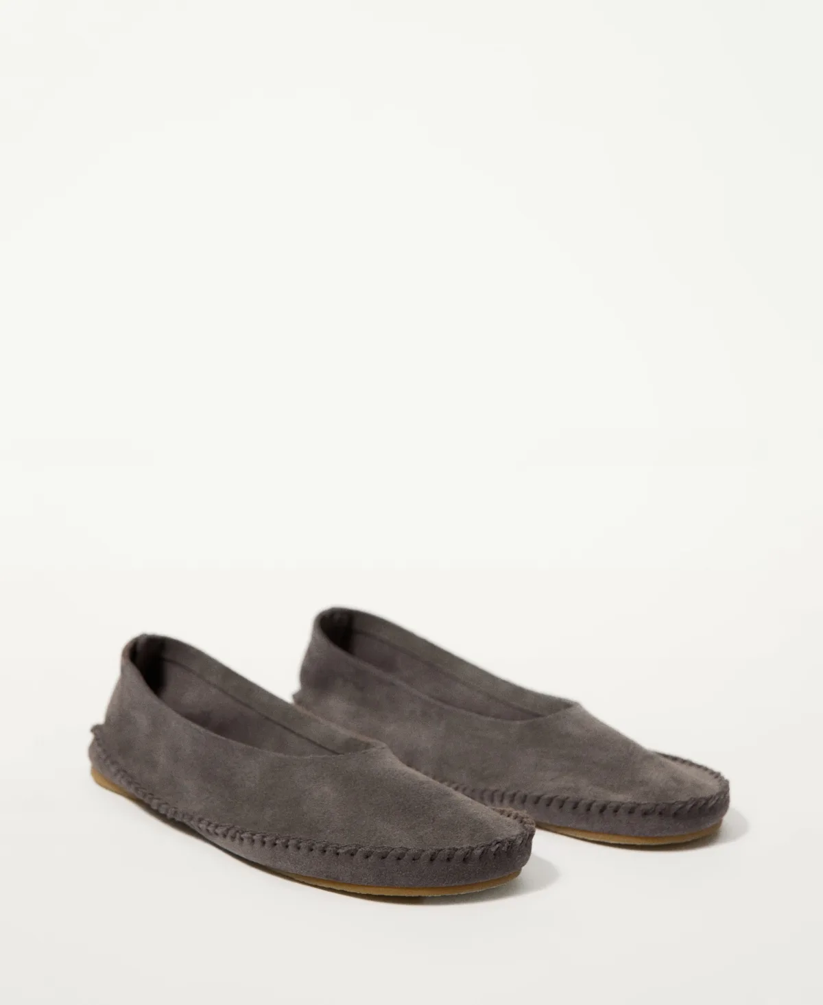 Stitching Detail Split Leather Shoes by Mango