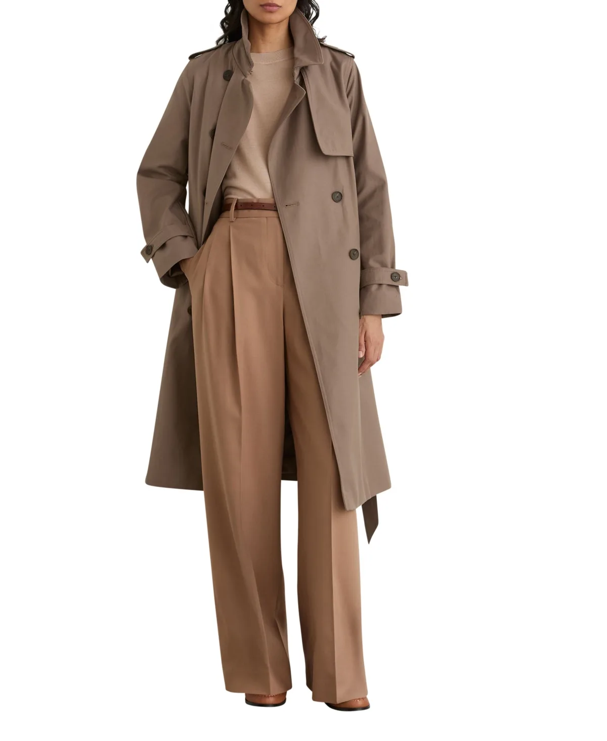 Azura Double-Breasted Hooded Gabardine Trench Coat by Reiss