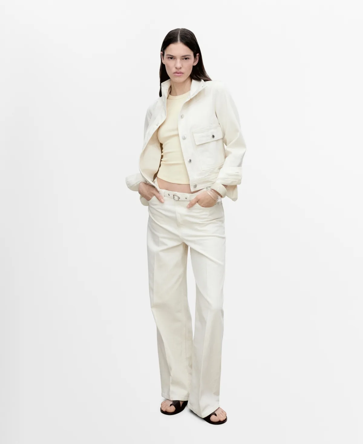 Belt Wide Leg Jeans by Mango
