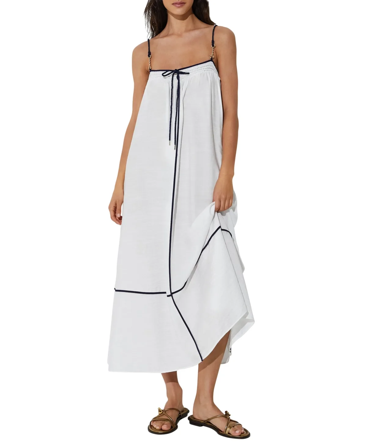 Isla Contrast Tipped Resort Dress by Reiss