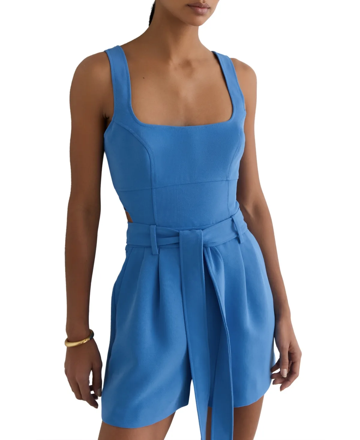 Structured Cut-Out Belted Playsuit by Reiss