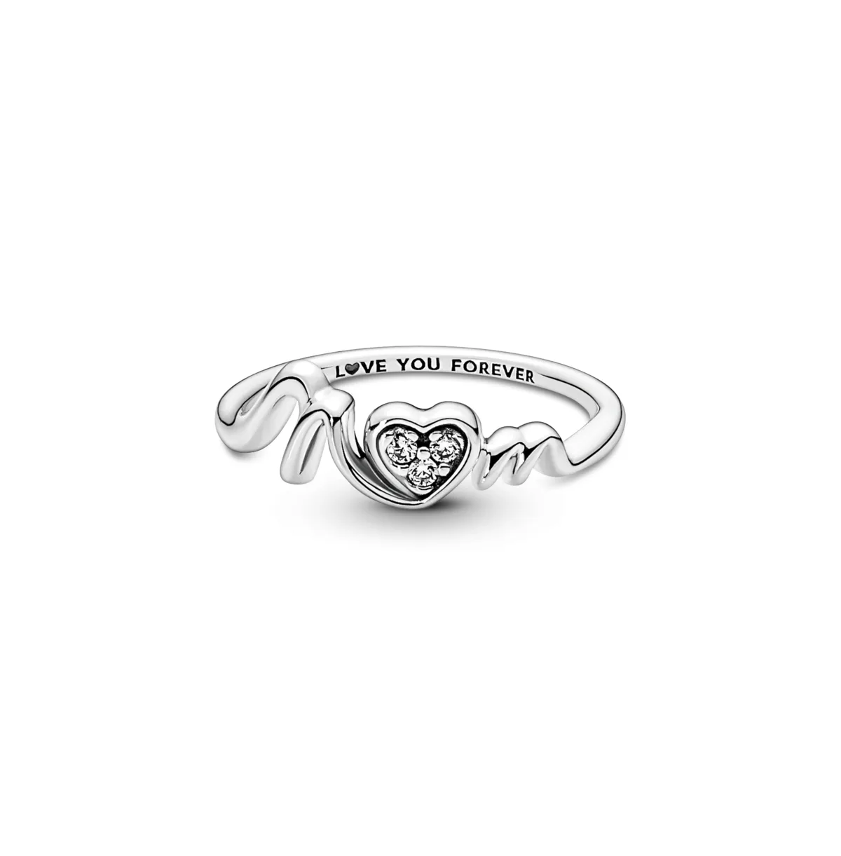 Cubic Zirconia Moments Mom Pave Heart Ring by Pandora