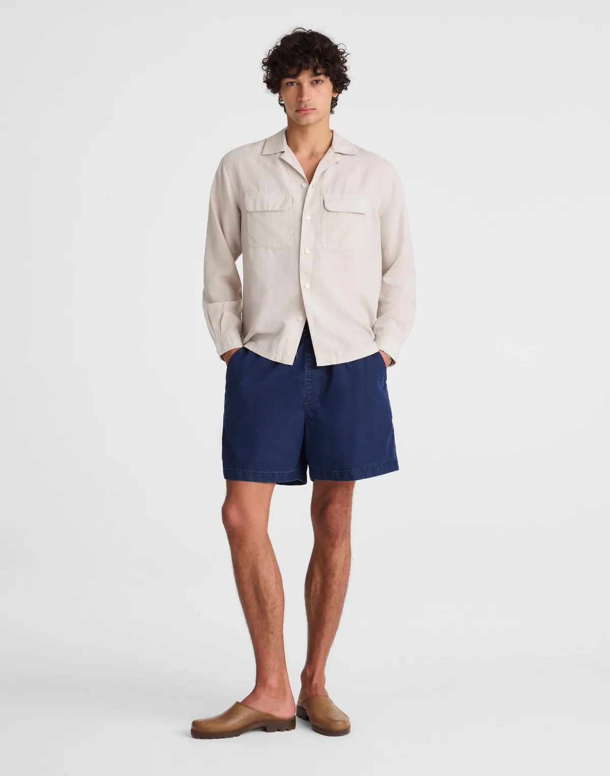 Pull-On Short in Indigo-Dyed Nylon by MW