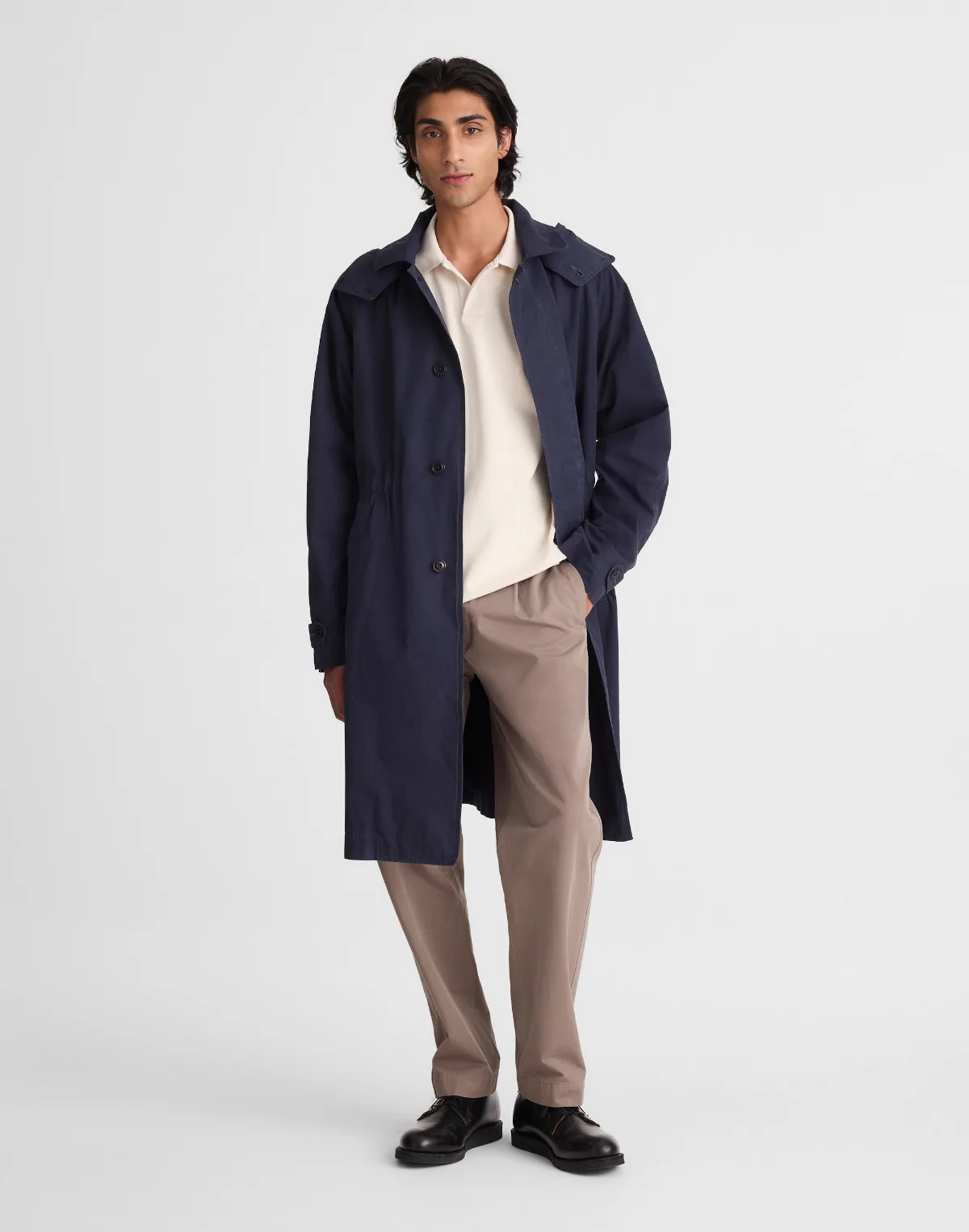 Hooded Officer Coat in Cotton Poplin by MW