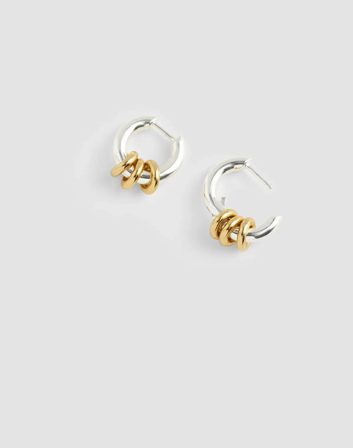 Mixed-Metal Triple Ring Huggie Hoop Earrings by MW