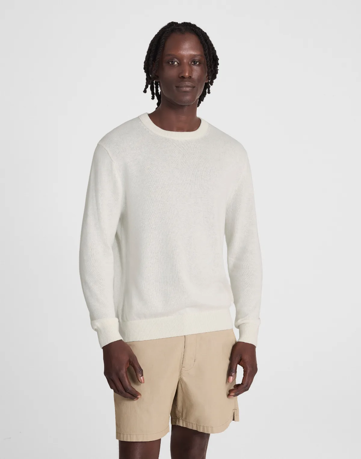 Crewneck Sweater in Lightweight Cotton-Linen Blend by MW