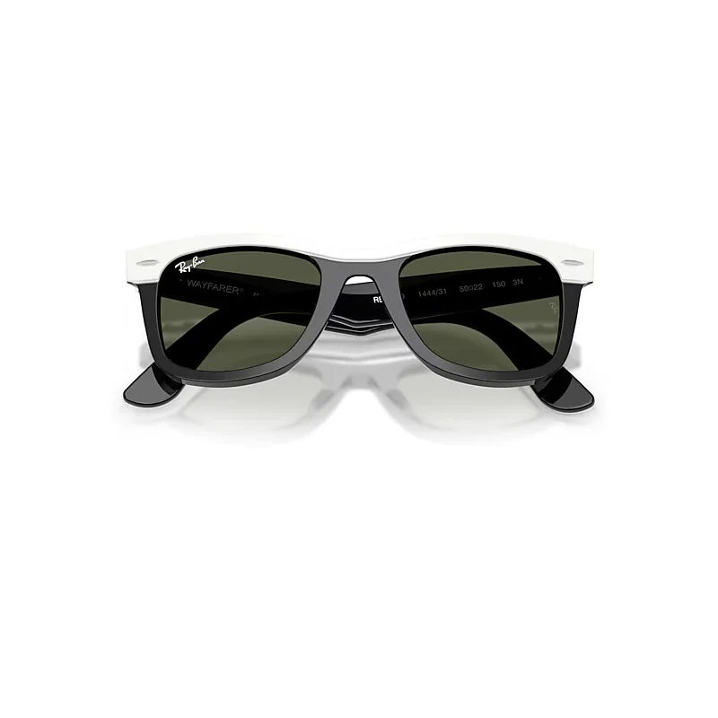 Wayfarer Street Neat Sunglasses White on Black Frame Green Lenses by Ray-Ban