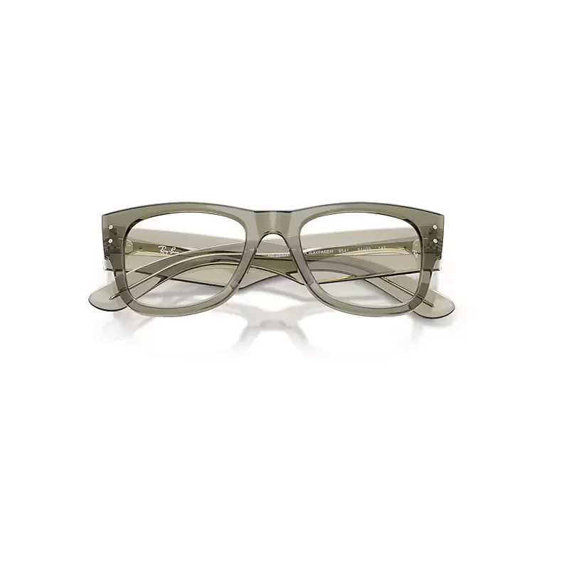 Mega Wayfarer Optics Eyeglasses Transparent Green Frame Transparent Lenses Polarized by Ray-Ban