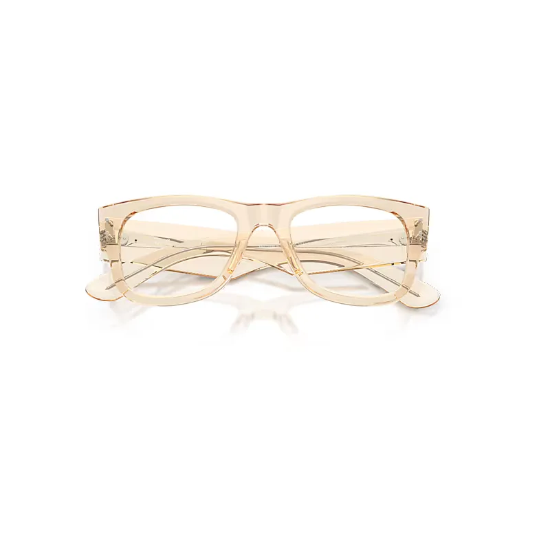 Mega Wayfarer Optics Eyeglasses Transparent Nude Frame Transparent Lenses Polarized by Ray-Ban