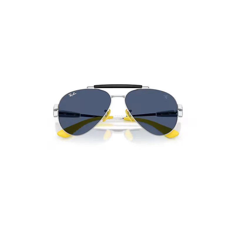 Rb3762m Scuderia Ferrari Collection Sunglasses Matte Silver Frame Blue Lenses by Ray-Ban