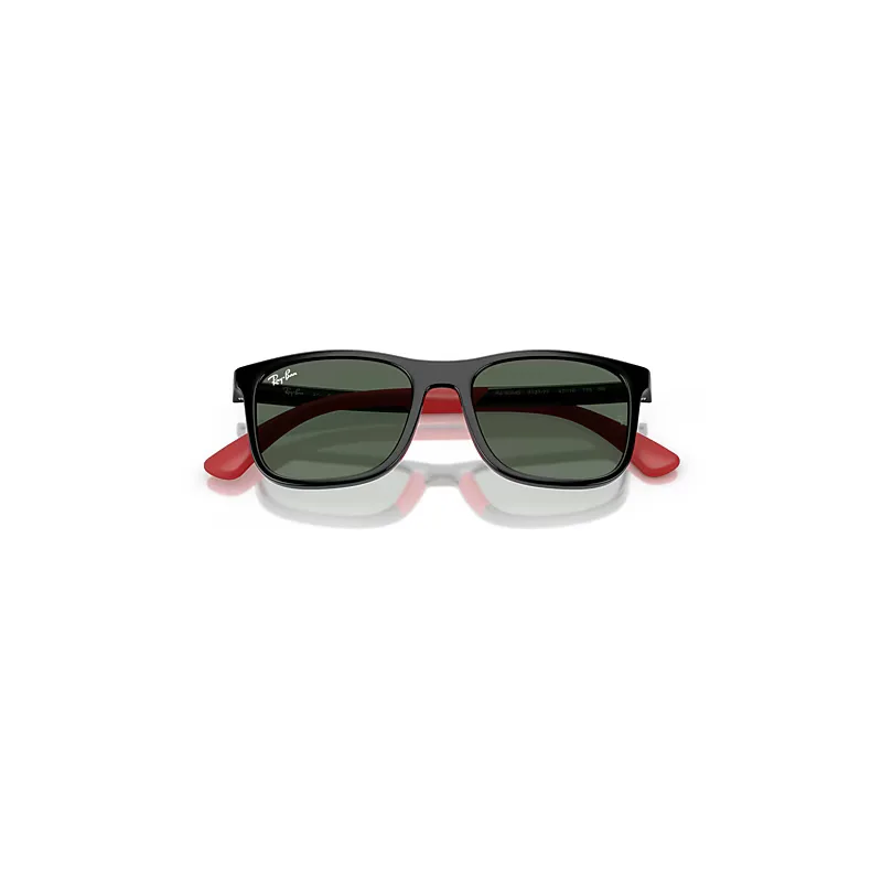 Rb9084s Bio-Based Sunglasses Black on Rubber Red Frame Green Lenses by Ray-Ban