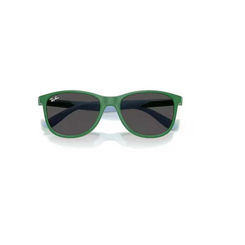 Rb9077s Bio-Based Sunglasses Green on Rubber Light Blue Frame Grey Lenses by Ray-Ban